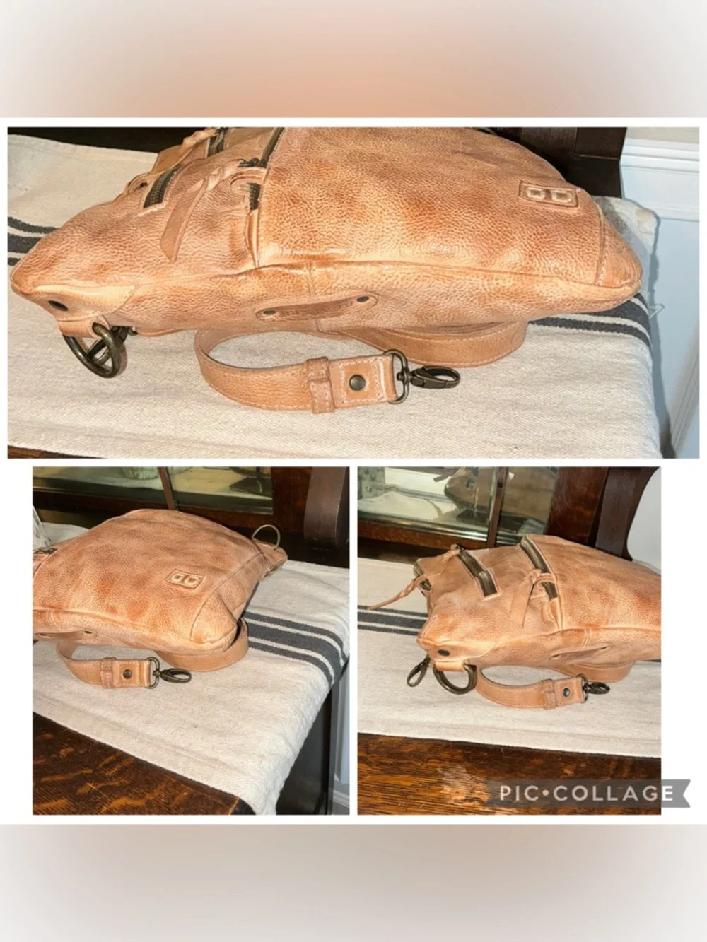 Bed Stu Aiken Leather Crossbody Convertible Bag Tan OATS DD Retail $280 - Picture 12 of 15